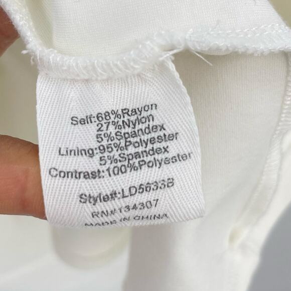 Line & Dot | Starlet Midi Sheath Dress Organza Off Shoulder Sleeves in Ivory S - Picture 16 of 16